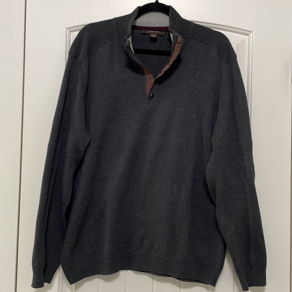 Tasso Elba Mens Pullover Knit Sweater 1/4 Zip/Button